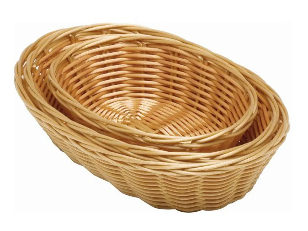 Genware PWB-10OV Oval Polywicker Basket 10"X6.5"X2.5" - Pack of 12