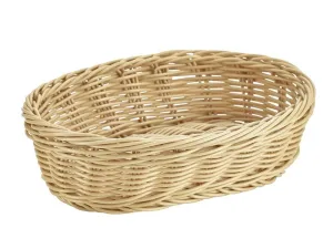 Genware PWB-2316 Oval Polywicker Basket 22.5 x 15.5 x 6.5cm - Pack of 6