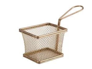 Genware SVB1008C Copper Serving Fry Basket Rectangular 10 x 8 x 7.5cm - Pack of 6