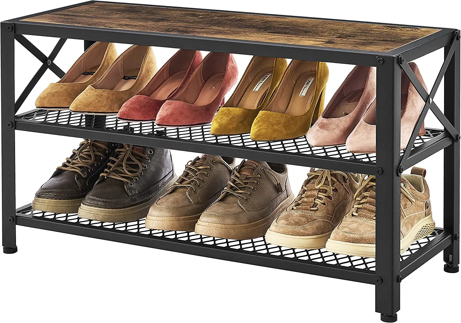 INDIAN DECOR 44575 Classic 3-Tier Shoe Bench,Shoe,Shoe Shelf,Shoe Rack for Closet,Shoe Storage Benches,Industrial,Storage Organizer,Shoe Rack Organizer,Entryway Bench,Living Room,Hallway