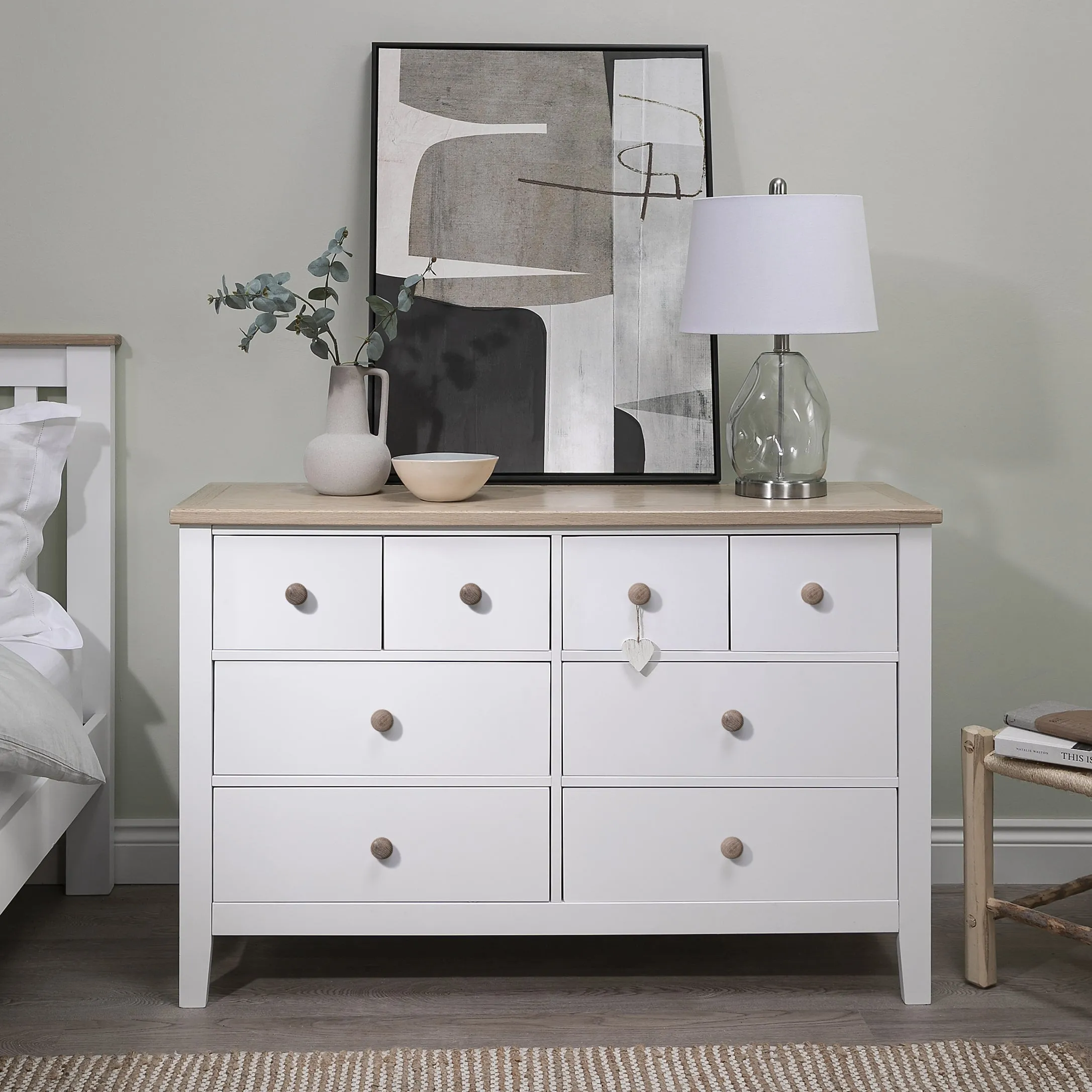 Jakkvik 8 Drawer Chest of Drawers in White & Oak