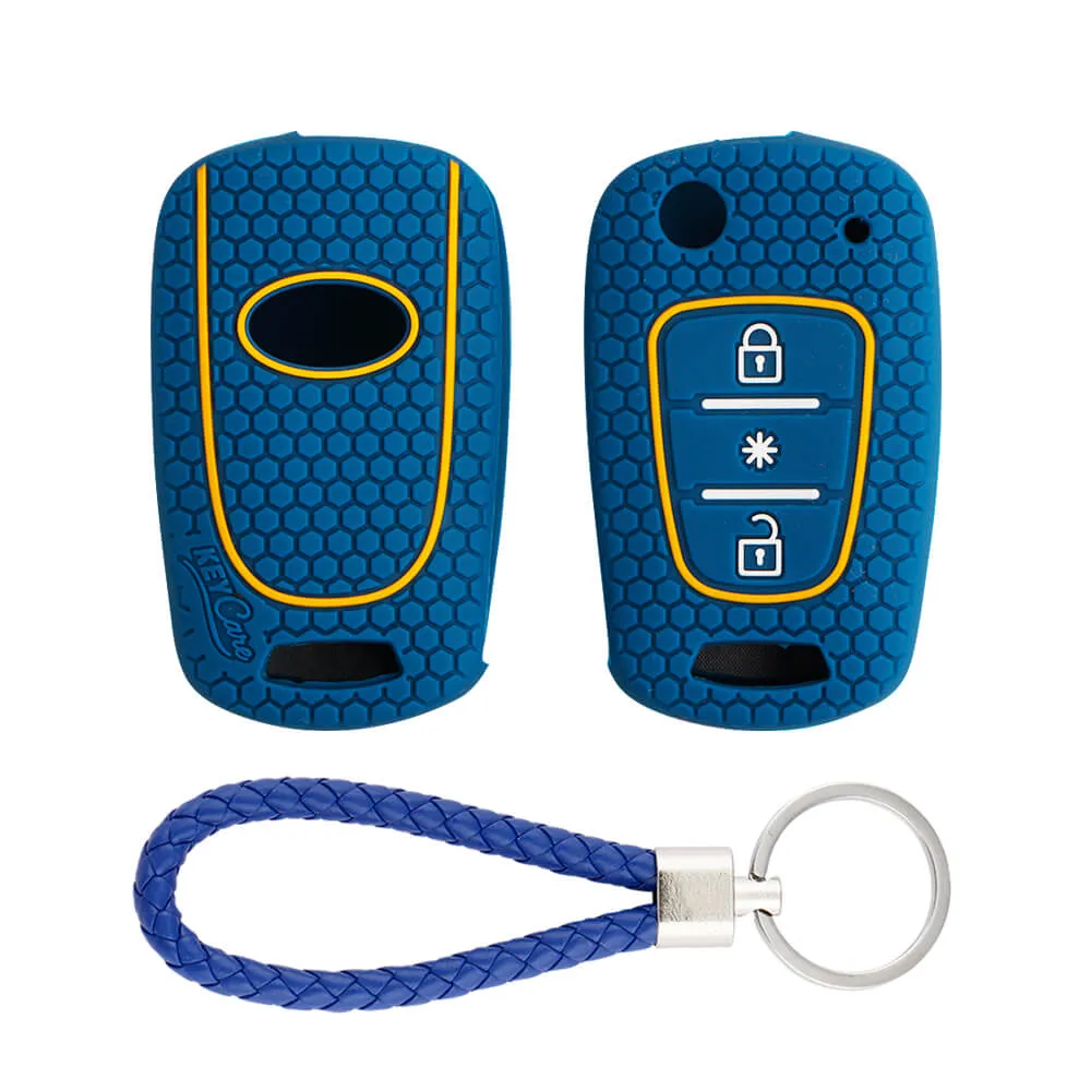 Keycare silicone key cover and keyring fit for : Verna Fluidic, I10, Old I20 (2007-2011) flip key (KC-45, KCMini Keyring)