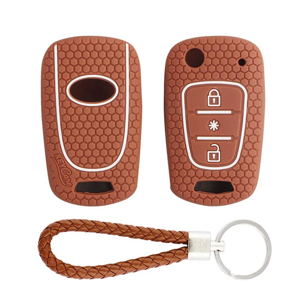 Keycare silicone key cover and keyring fit for : Verna Fluidic, I10, Old I20 (2007-2011) flip key (KC-45, KCMini Keyring)