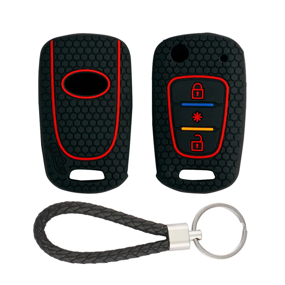 Keycare silicone key cover and keyring fit for : Verna Fluidic, I10, Old I20 (2007-2011) flip key (KC-45, KCMini Keyring)