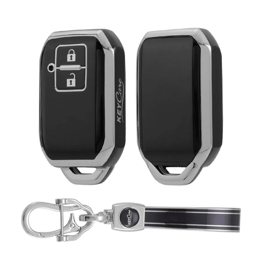 Keycare TPU Key Cover and Keychain for Suzuki : Baleno, Jimny, Swift, Ertiga, Grand Vitara, XL6, New Brezza 2022, Fronx, Dzire 2b Smart Key (TP05)