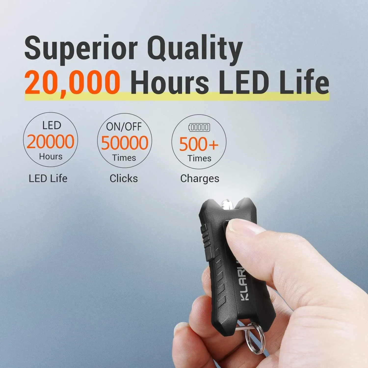 Klarus Mi2 Rechargeable LED Keyring Torch 40 Lumens Black or Orange