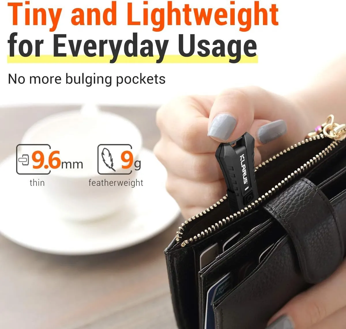 Klarus Mi2 Rechargeable LED Keyring Torch 40 Lumens Black or Orange