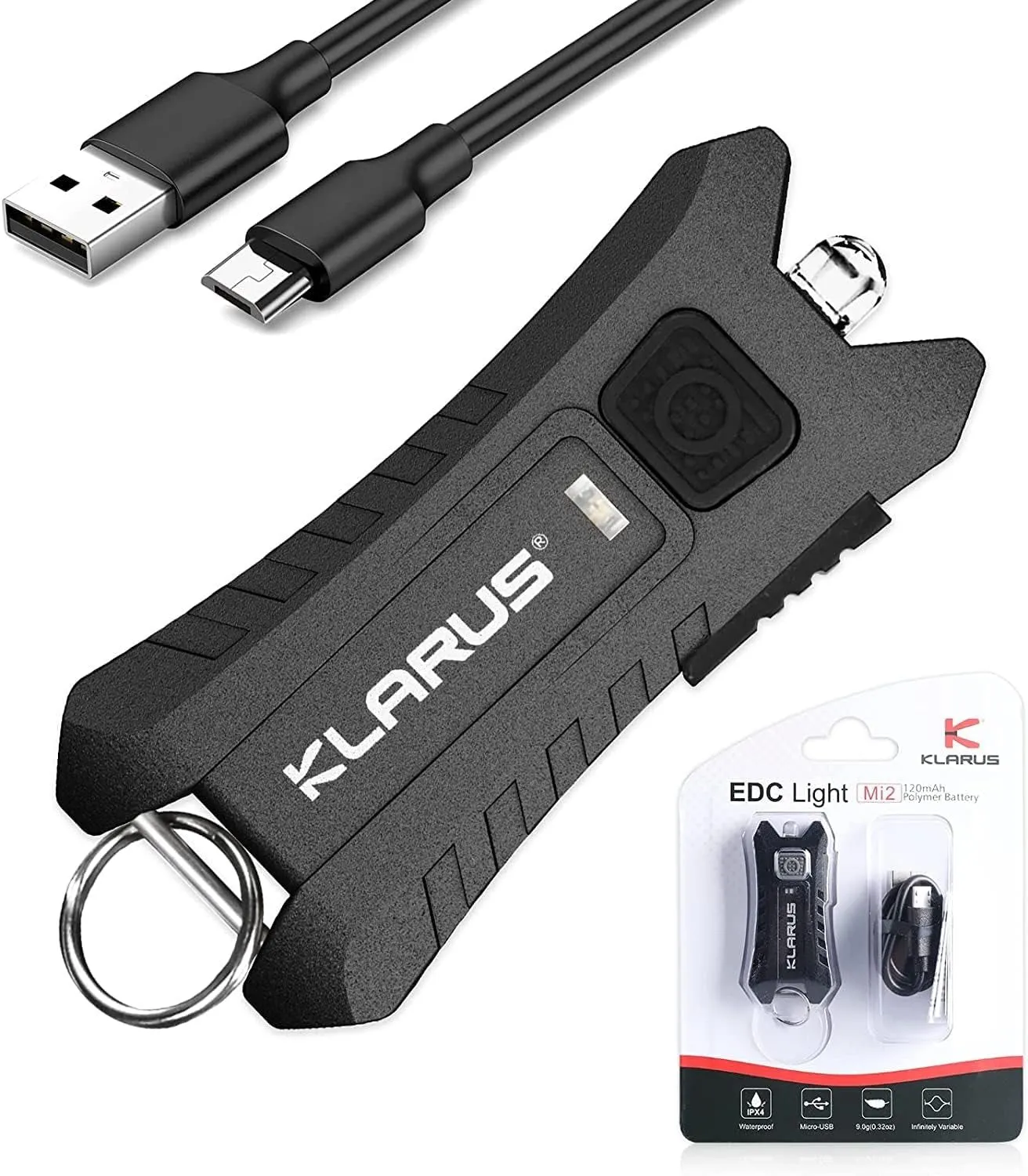 Klarus Mi2 Rechargeable LED Keyring Torch 40 Lumens Black or Orange