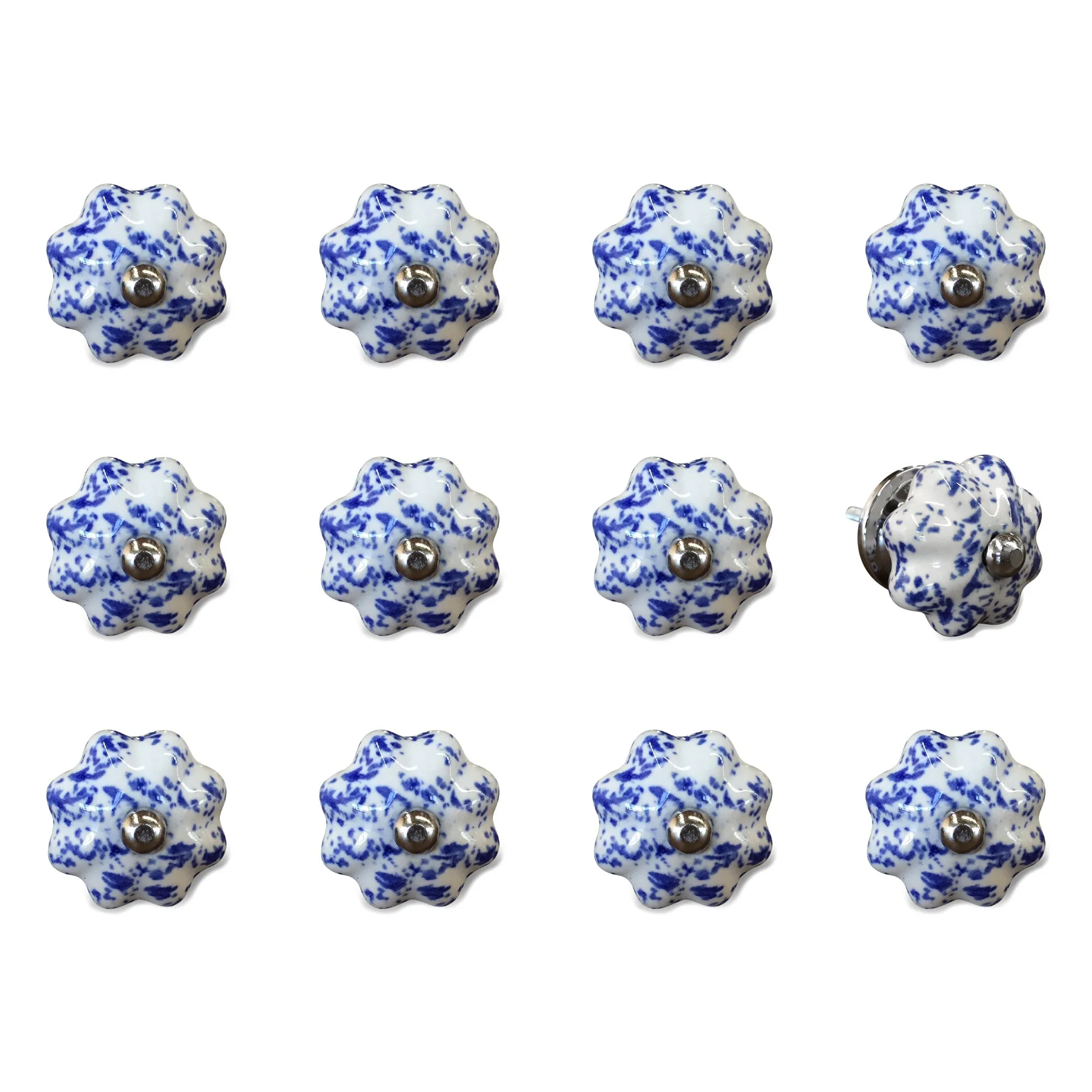 Knob-It Home Decor Classic Cabinet & Drawer Knobs-White/Blue/Silver