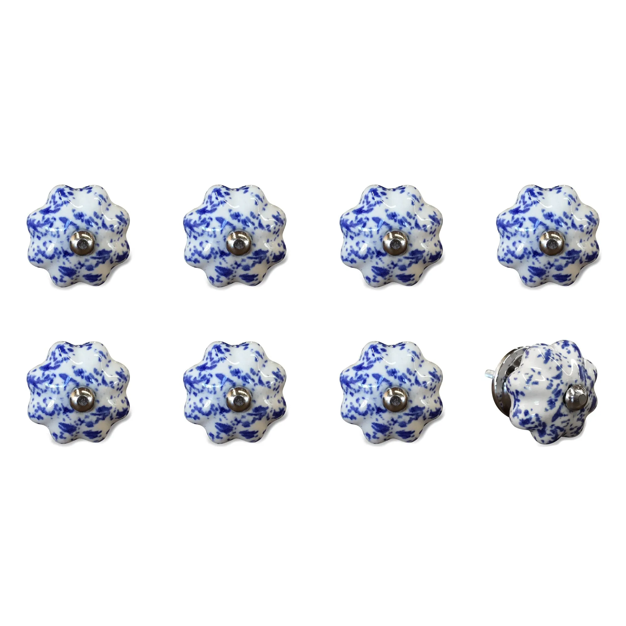 Knob-It Home Decor Classic Cabinet & Drawer Knobs-White/Blue/Silver