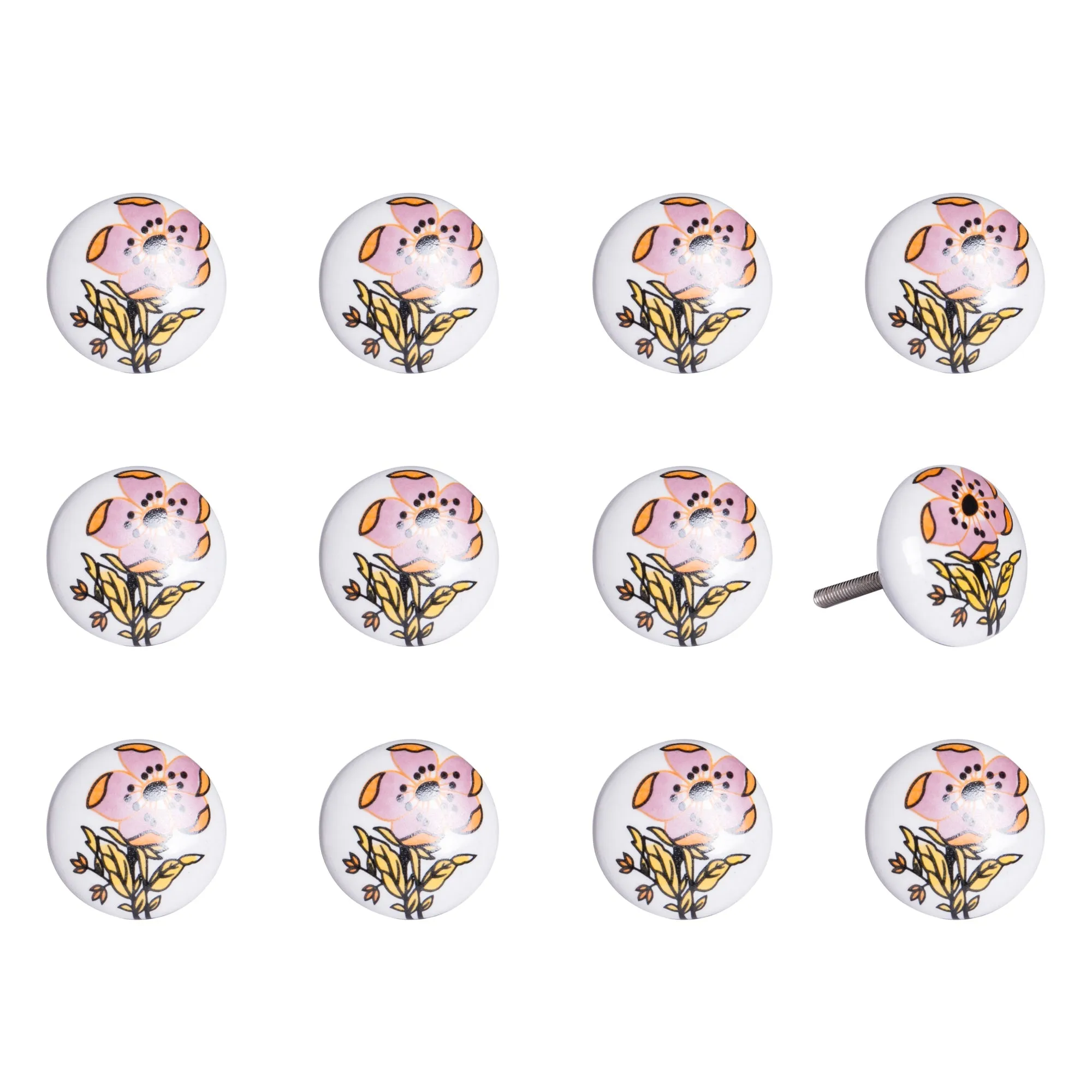 Knob-It Home Decor Classic Cabinet & Drawer Knobs-White/Yellow/Pink