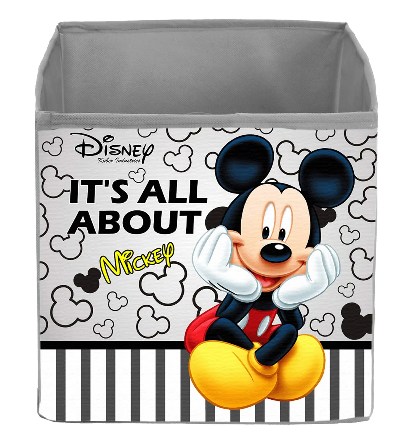 Kuber Industries Disney Mickey Print Flodable Storage Box For Toys|Storage Box For Clothes|Drawer Storage and Cloth Organizer|Closet Organizer For Wardrobe (Grey)