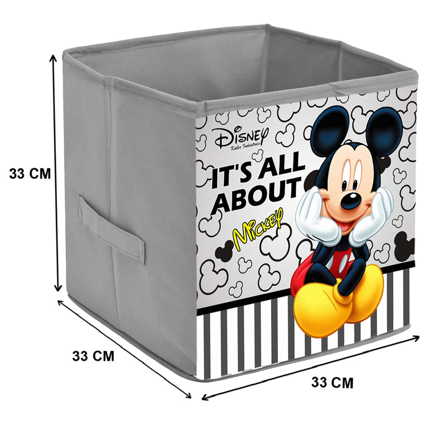 Kuber Industries Disney Mickey Print Flodable Storage Box For Toys|Storage Box For Clothes|Drawer Storage and Cloth Organizer|Closet Organizer For Wardrobe (Grey)