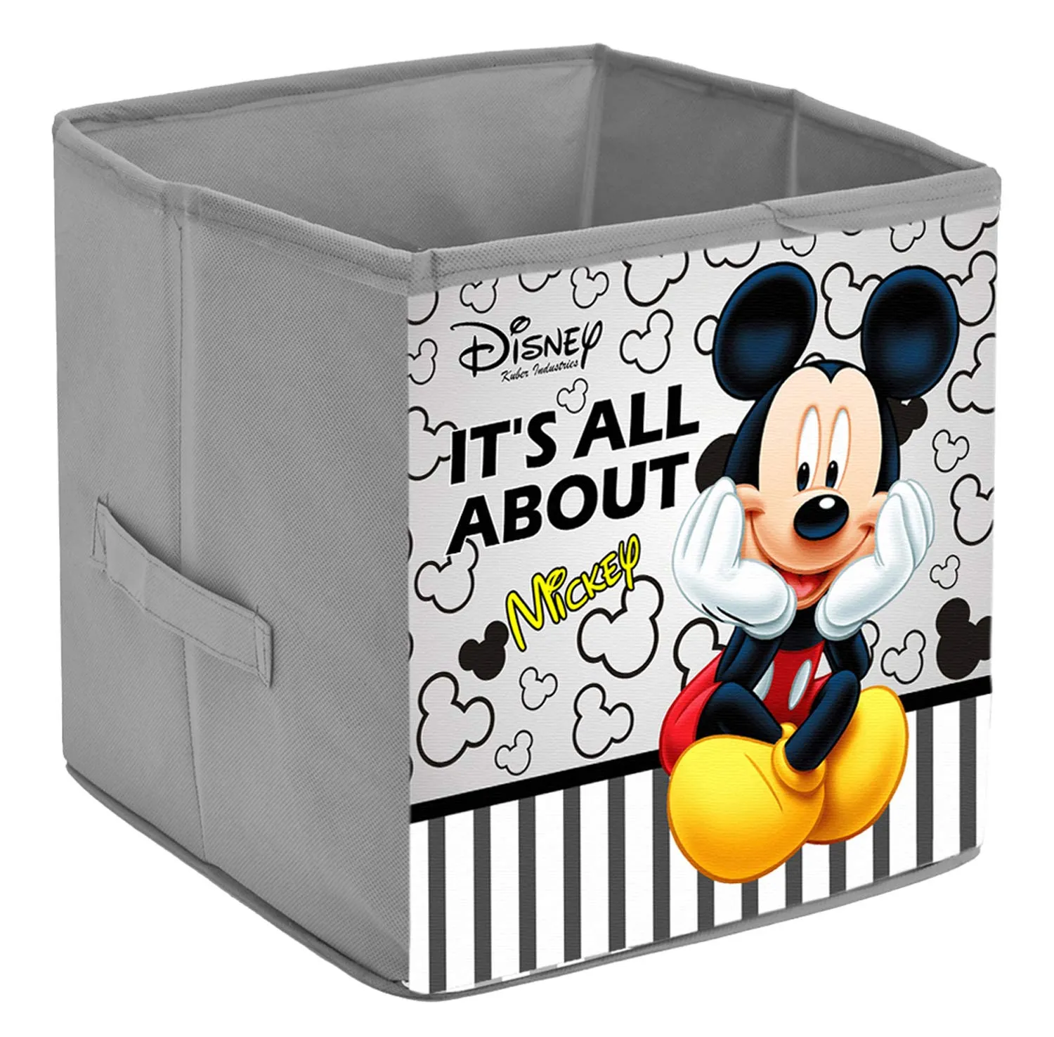 Kuber Industries Disney Mickey Print Flodable Storage Box For Toys|Storage Box For Clothes|Drawer Storage and Cloth Organizer|Closet Organizer For Wardrobe (Grey)