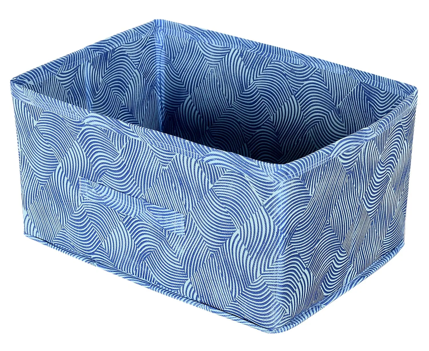 Kuber Industries Laheriya Metalic Print Non Woven Fabric 4-Replacement Drawer Storage And Cloth Organizer Unit for Closet (Blue & Beige)-KUBMART16002