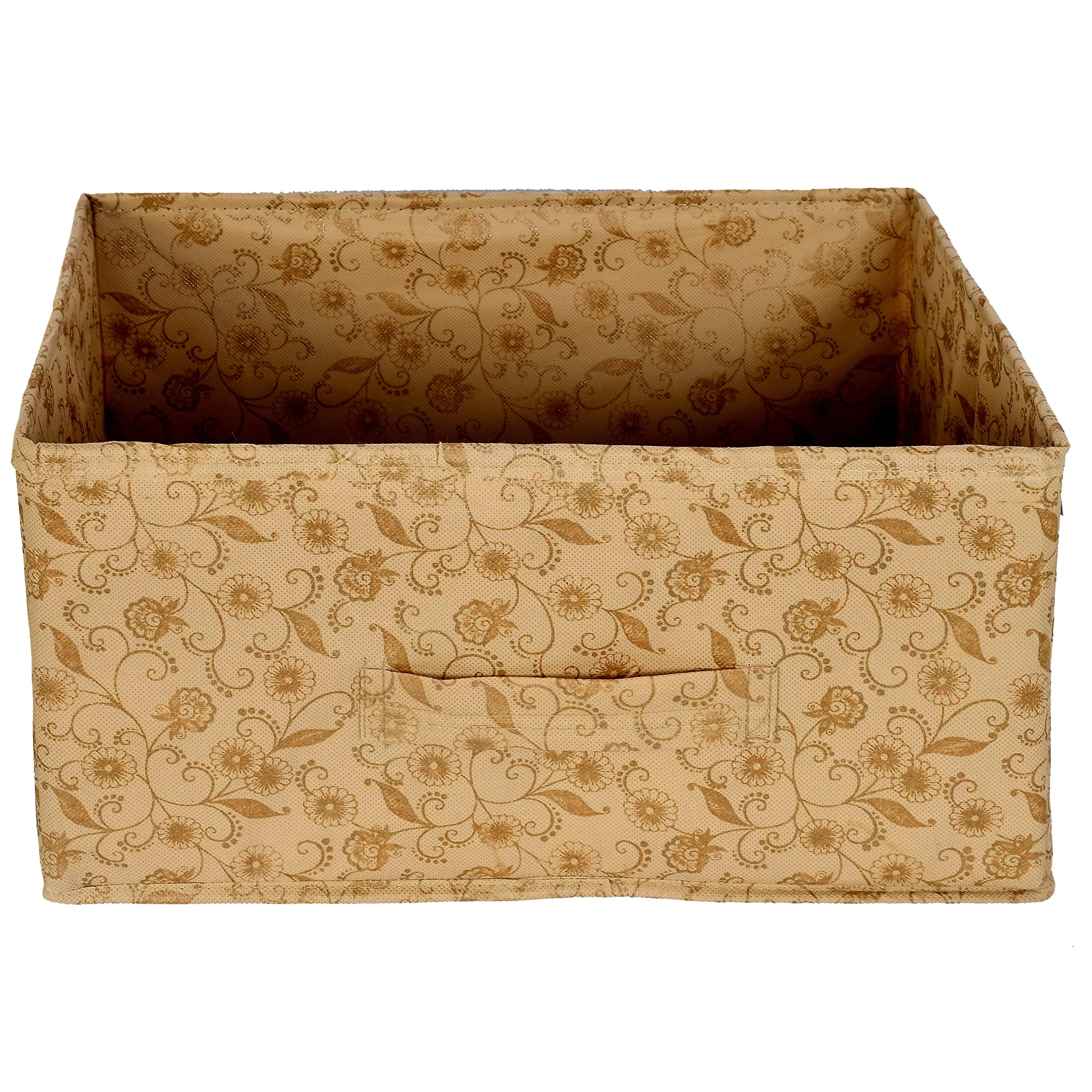 Kuber Industries Rectangular Flodable Storage Box|Drawer Storage and Cloth Organizer|Storage Box for Toys|Storage Box Gor Clothes (Beige)