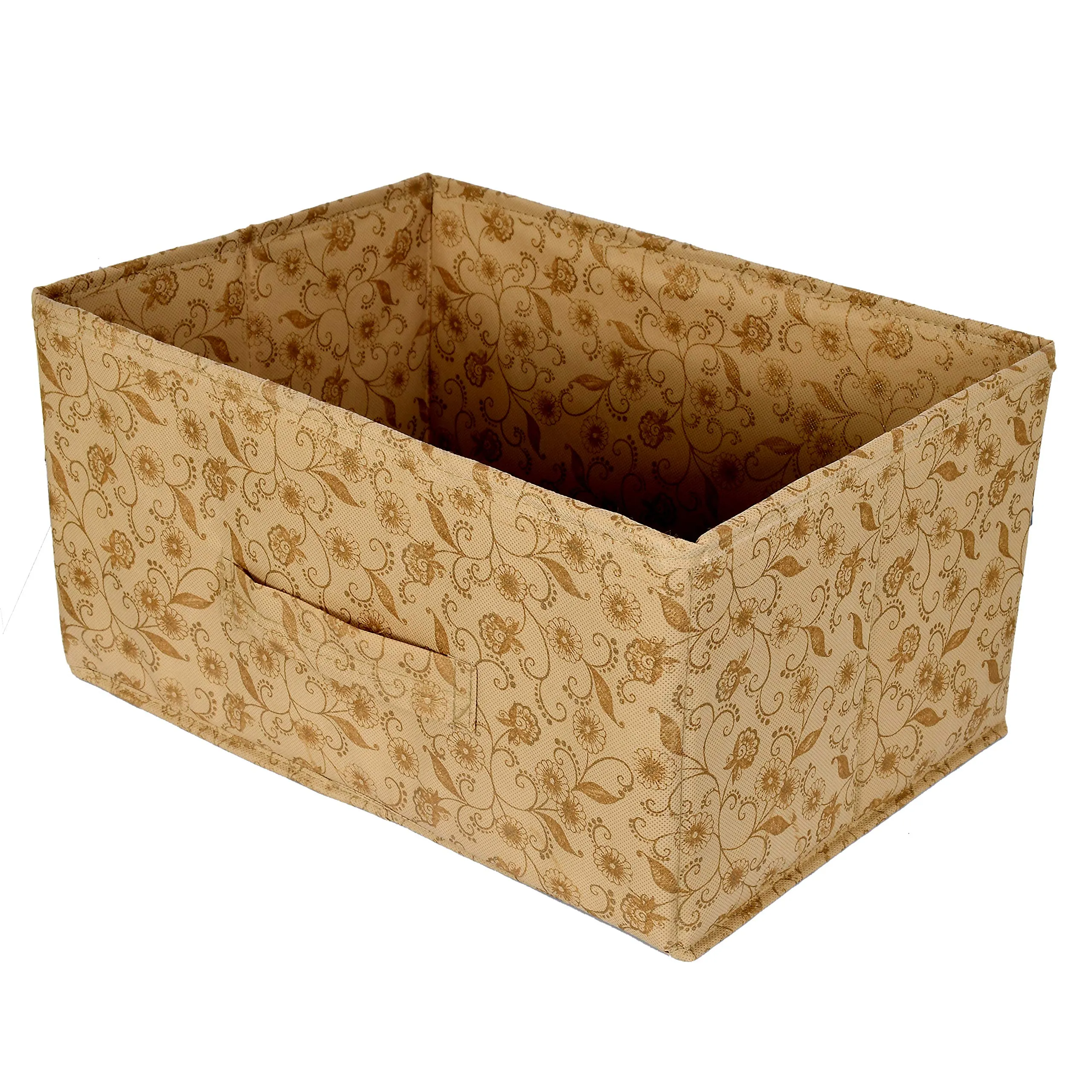 Kuber Industries Rectangular Flodable Storage Box|Drawer Storage and Cloth Organizer|Storage Box for Toys|Storage Box Gor Clothes (Beige)