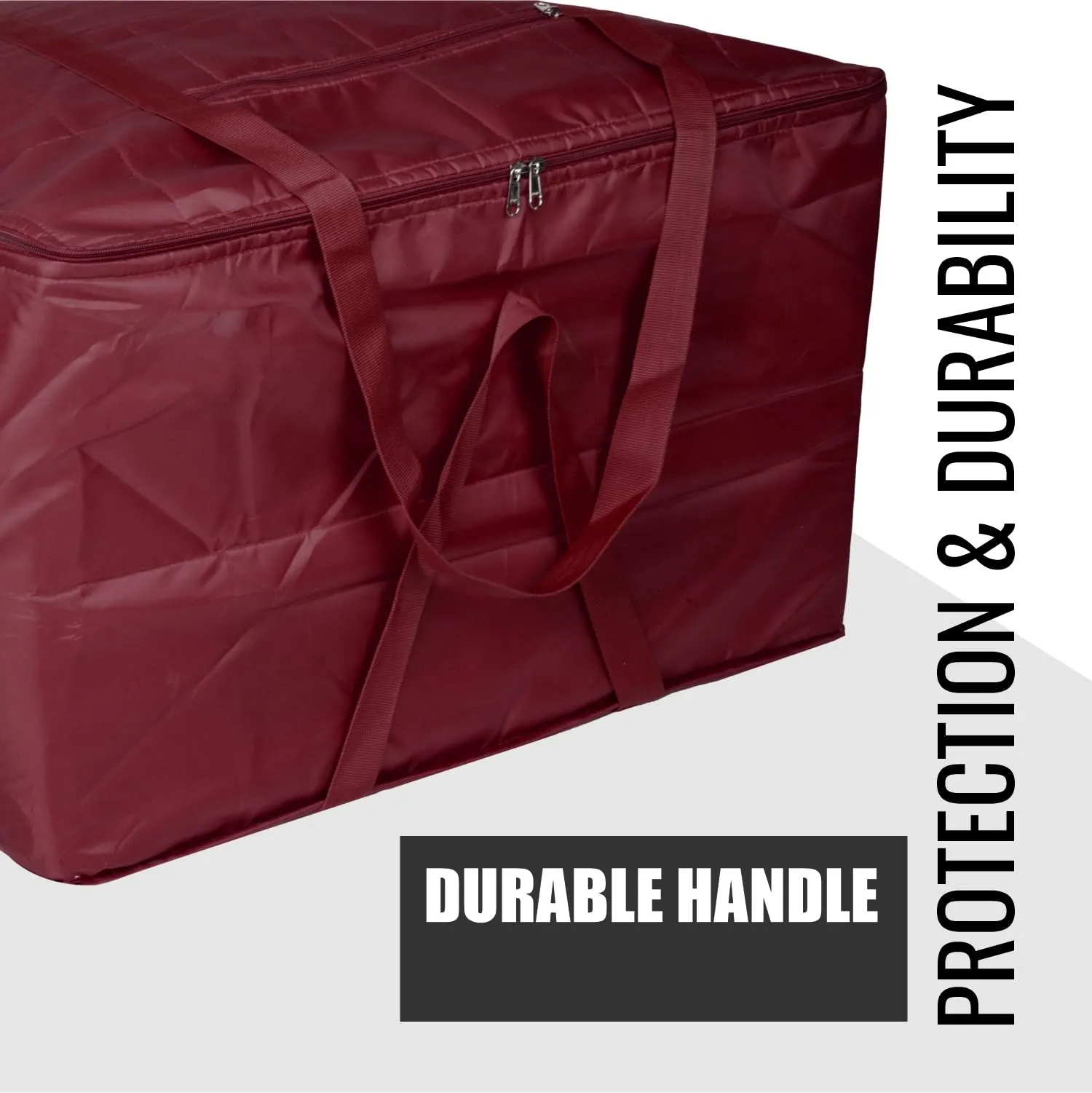 Kuber Industries Storage Attachi Bag | Parachute Travel Storage Bag | Underbed Storage Bag | Storage Organizer for Clothes | Zipper Closure Blanket Bag with Handle | Small | Maroon