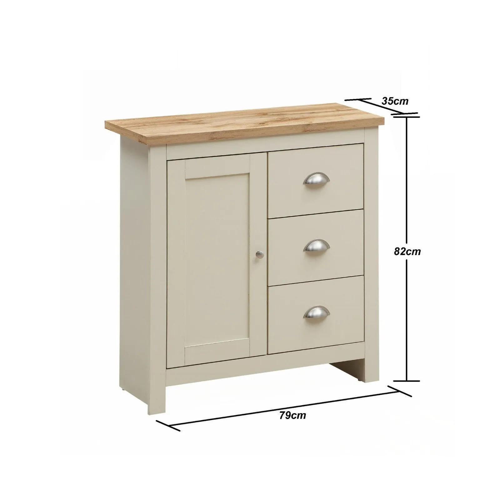 Lando Series 1 Door 3 Drawer Sideboard | Metal Runners and Beautiful Round Handles | Compact and Practical Storage Solution | Available in 2 Colours |  Width: 105cm, Height: 42cm, Depth: 47cm