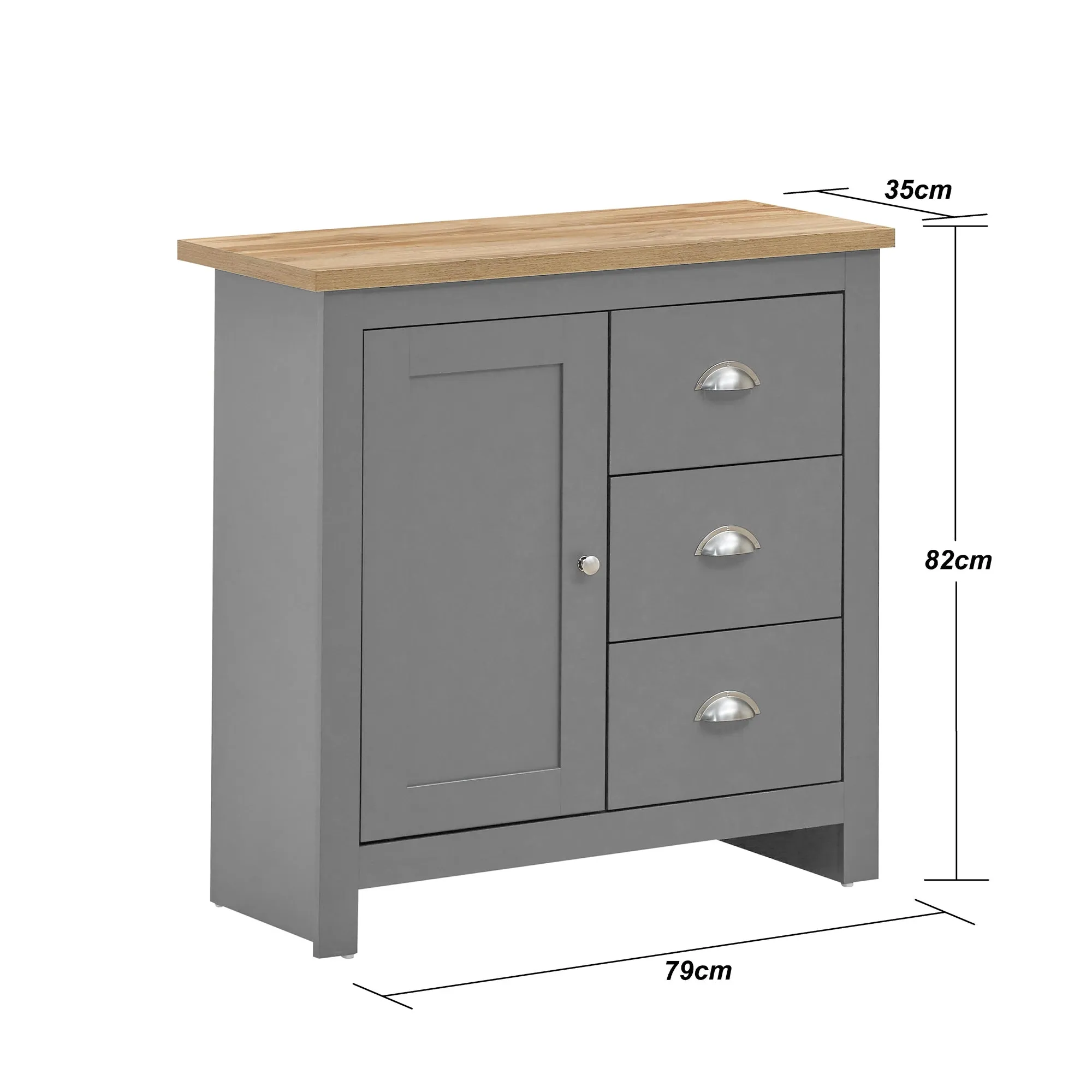 Lando Series 1 Door 3 Drawer Sideboard | Metal Runners and Beautiful Round Handles | Compact and Practical Storage Solution | Available in 2 Colours |  Width: 105cm, Height: 42cm, Depth: 47cm