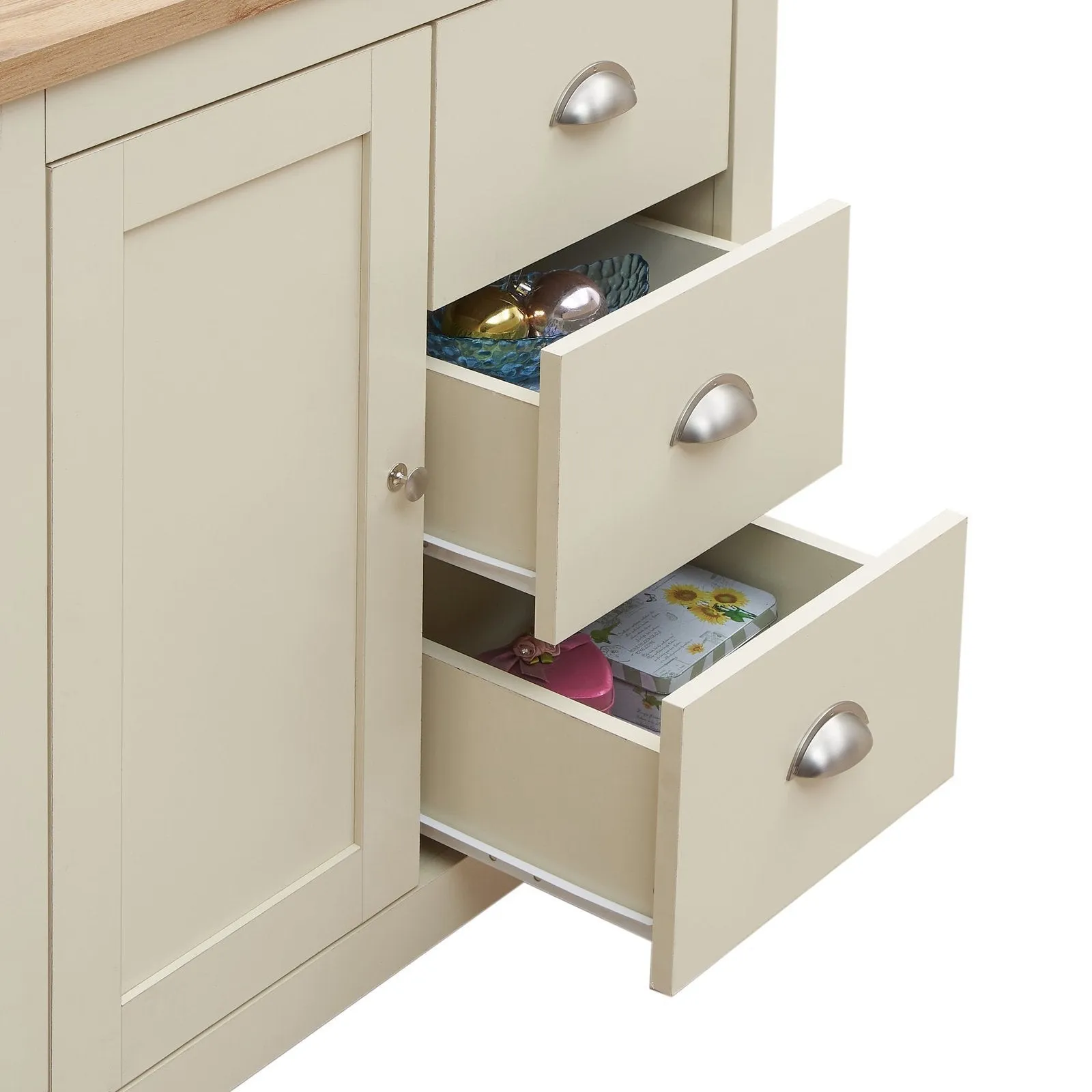 Lando Series 1 Door 3 Drawer Sideboard | Metal Runners and Beautiful Round Handles | Compact and Practical Storage Solution | Available in 2 Colours |  Width: 105cm, Height: 42cm, Depth: 47cm