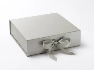 Large Pearlescent Silver Luxury Gift box with magnetic closure, and choice of ribbon (Pack of 12)