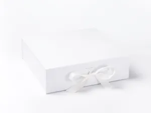 Large White Luxury Gift box with magnetic closure, and ribbon (Pack of 12)