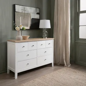 Leines 8 Drawer Chest of Drawers in White & Oak