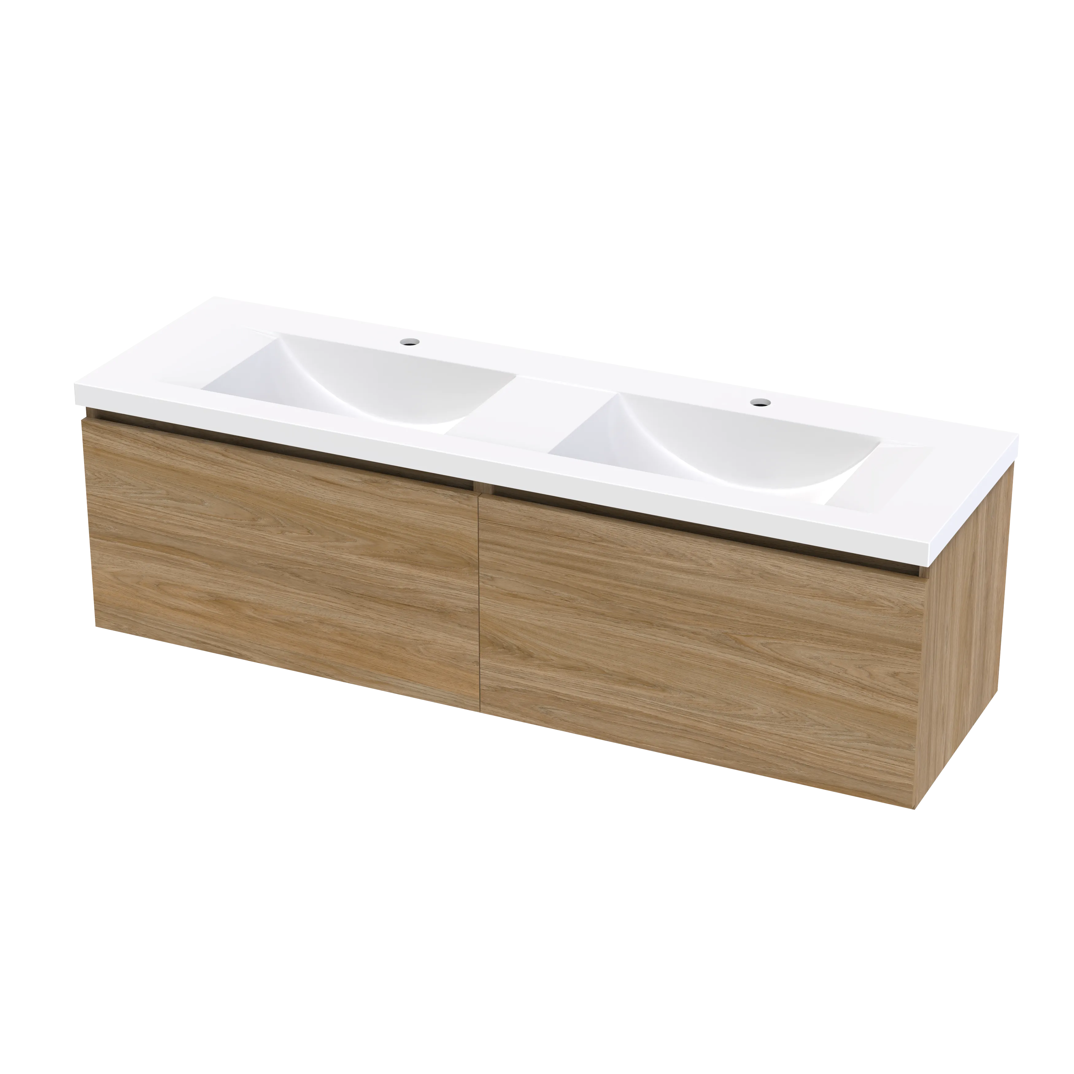 Luna Single Drawers 1500 Double Bowl Wall Hung Vanity