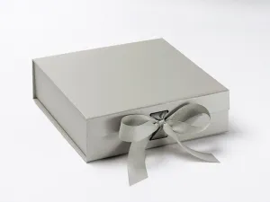 Medium Pearlescent Silver Luxury Gift box with magnetic closure, and choice of ribbon (Pack of 12)