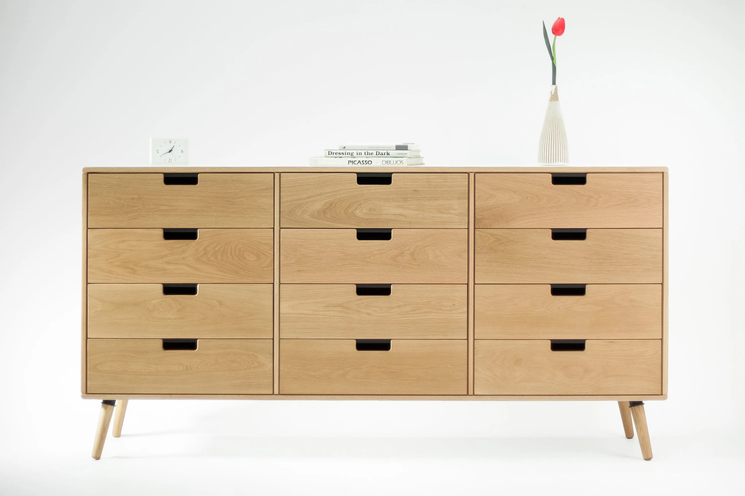 Midcentury solid timber dresser 12 drawers