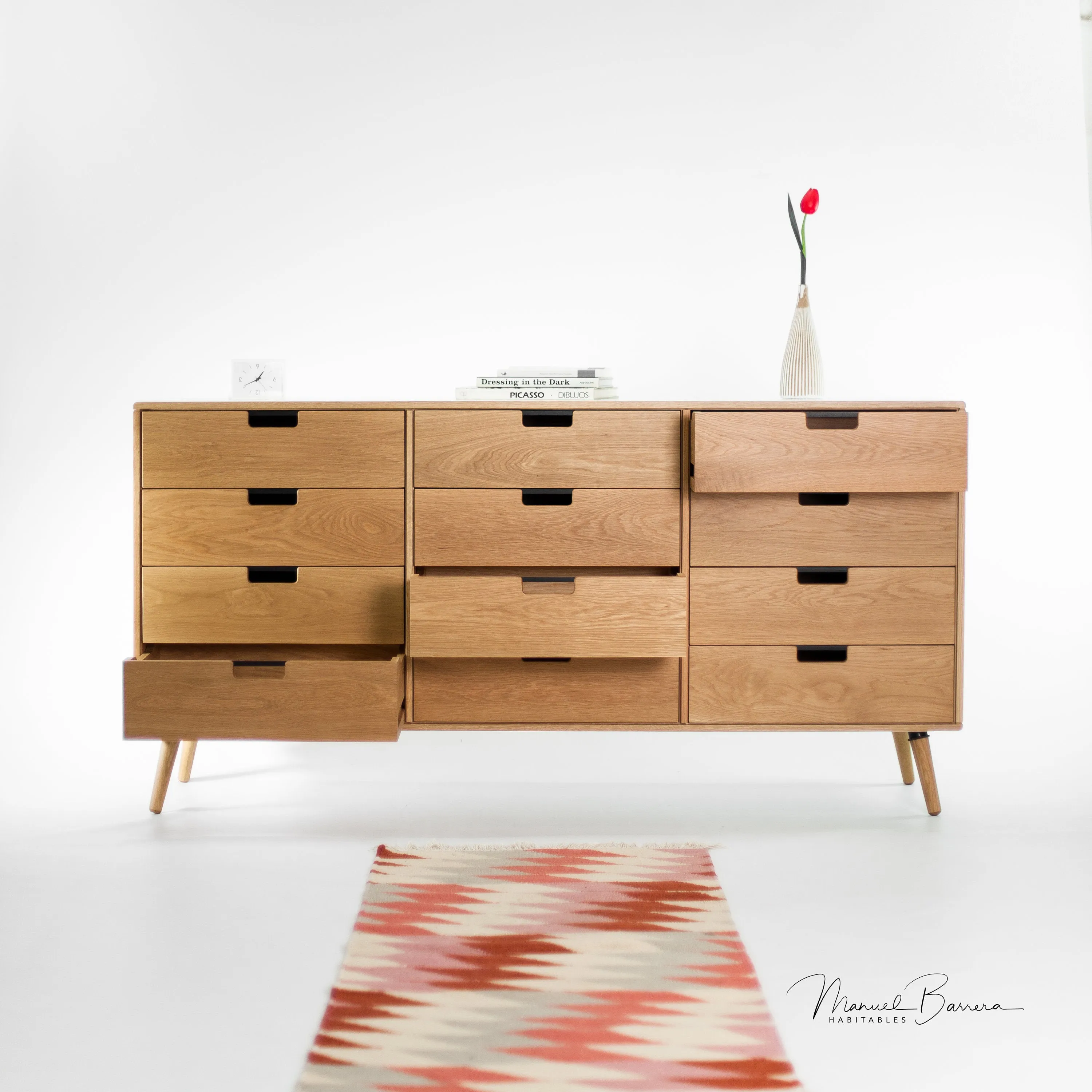 Midcentury solid timber dresser 12 drawers