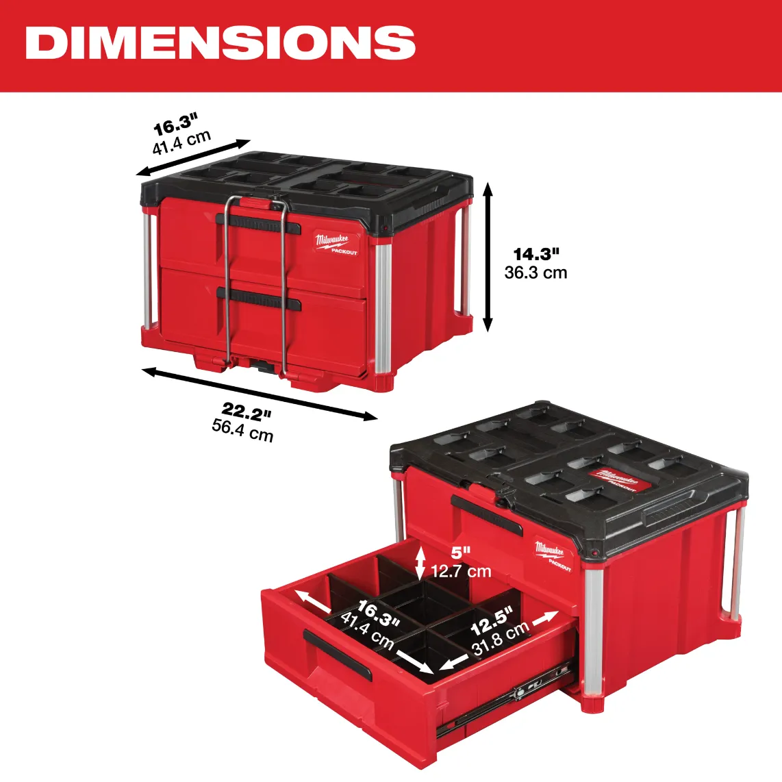 Milwaukee 48-22-8442 PACKOUT™ 2-Drawer Tool Box