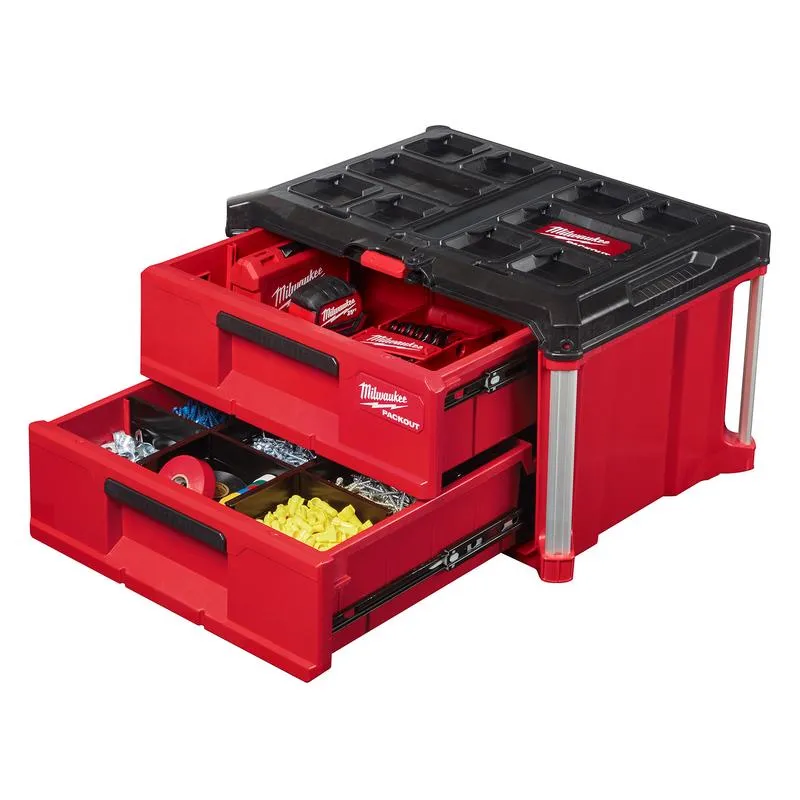 Milwaukee PACKOUT 22 in. Modular 2-Drawer Tool Box Black/Red