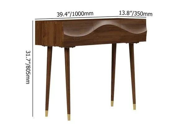 Mitsuki Century Walnut Console Table with 3 Drawers Solid Wood Entryway Table with Storage