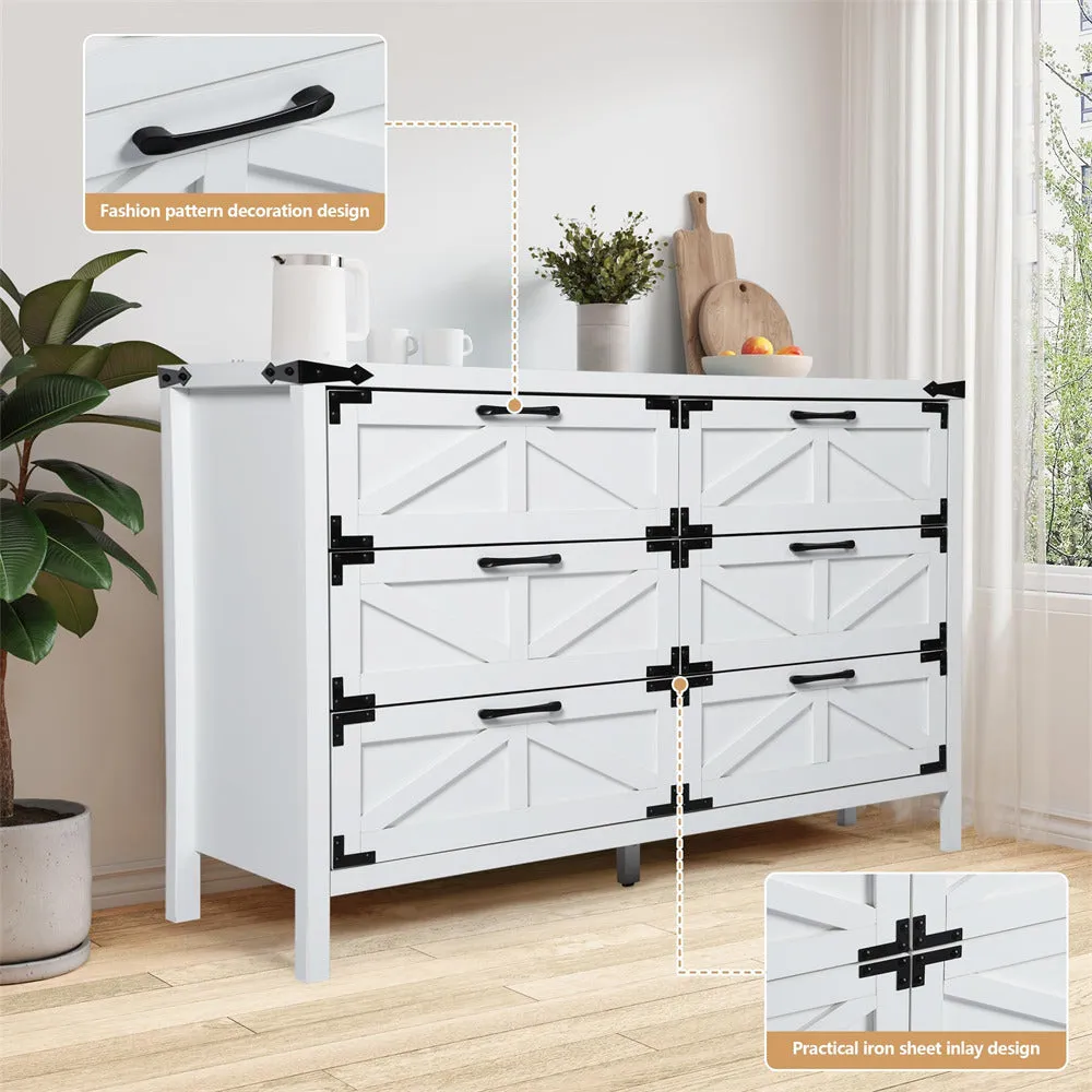 Modern Farmhouse 6 Drawers Dresser Wide Wood Rustic Chest of Drawers