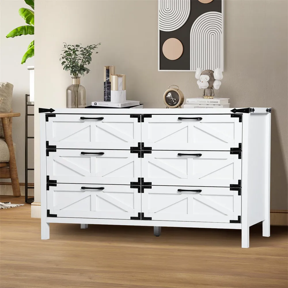 Modern Farmhouse 6 Drawers Dresser Wide Wood Rustic Chest of Drawers