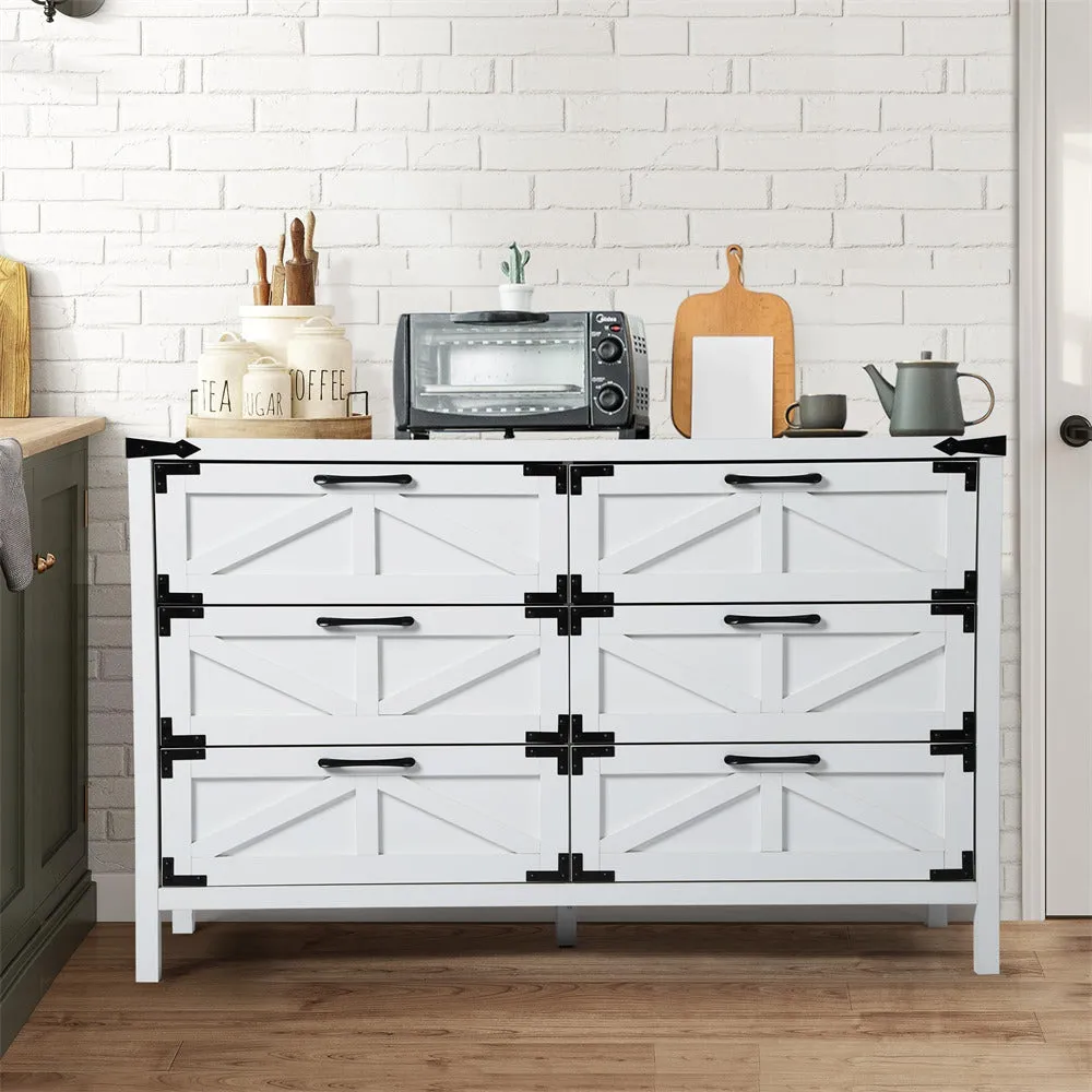 Modern Farmhouse 6 Drawers Dresser Wide Wood Rustic Chest of Drawers