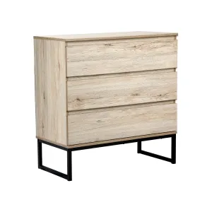 Oikiture 3 Chest of Drawers Storage Cabinet Tallboy Dresser Bedroom Furniture