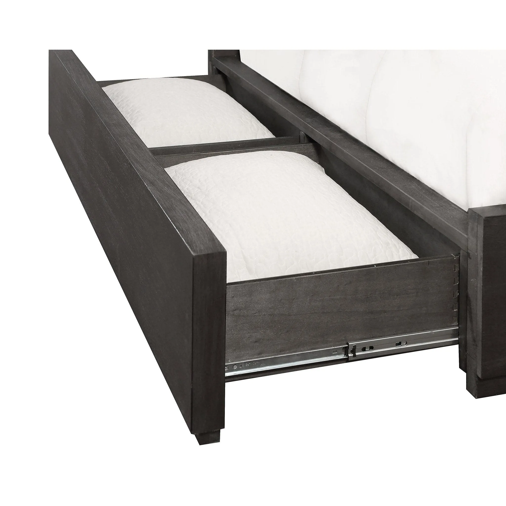 Oxford Upholstered Platform Storage Bed with Footboard Storage