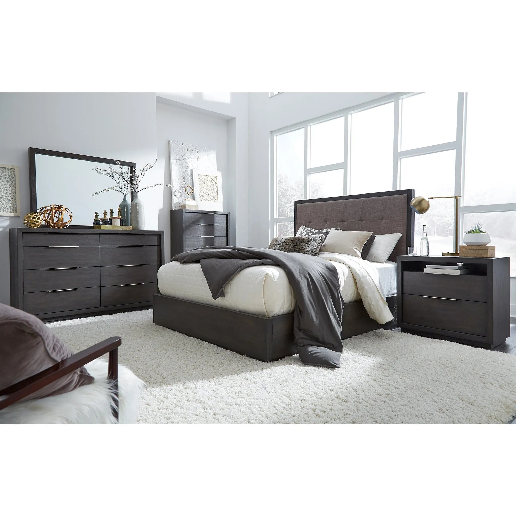 Oxford Upholstered Platform Storage Bed with Footboard Storage