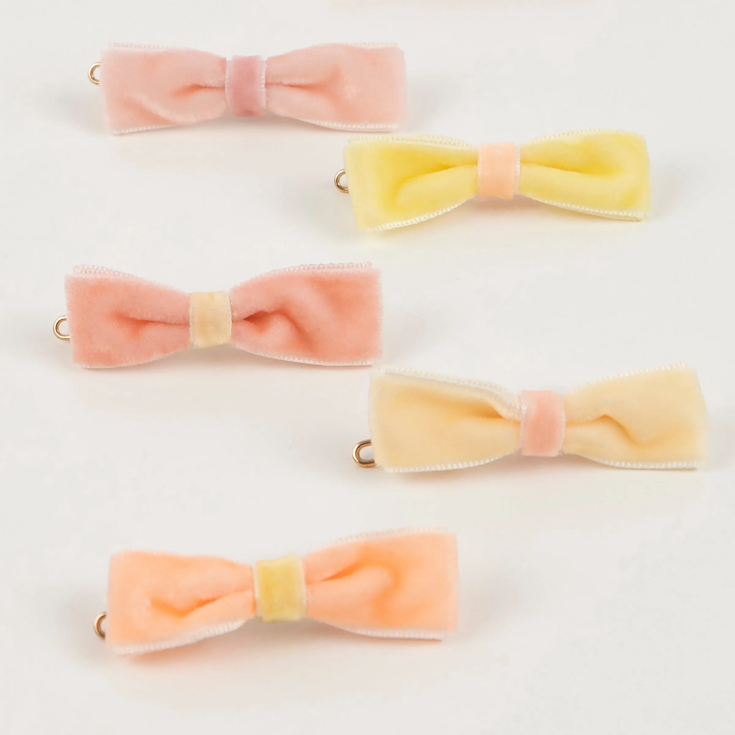 Pastel Velvet Mini Bow Clips (x 10)