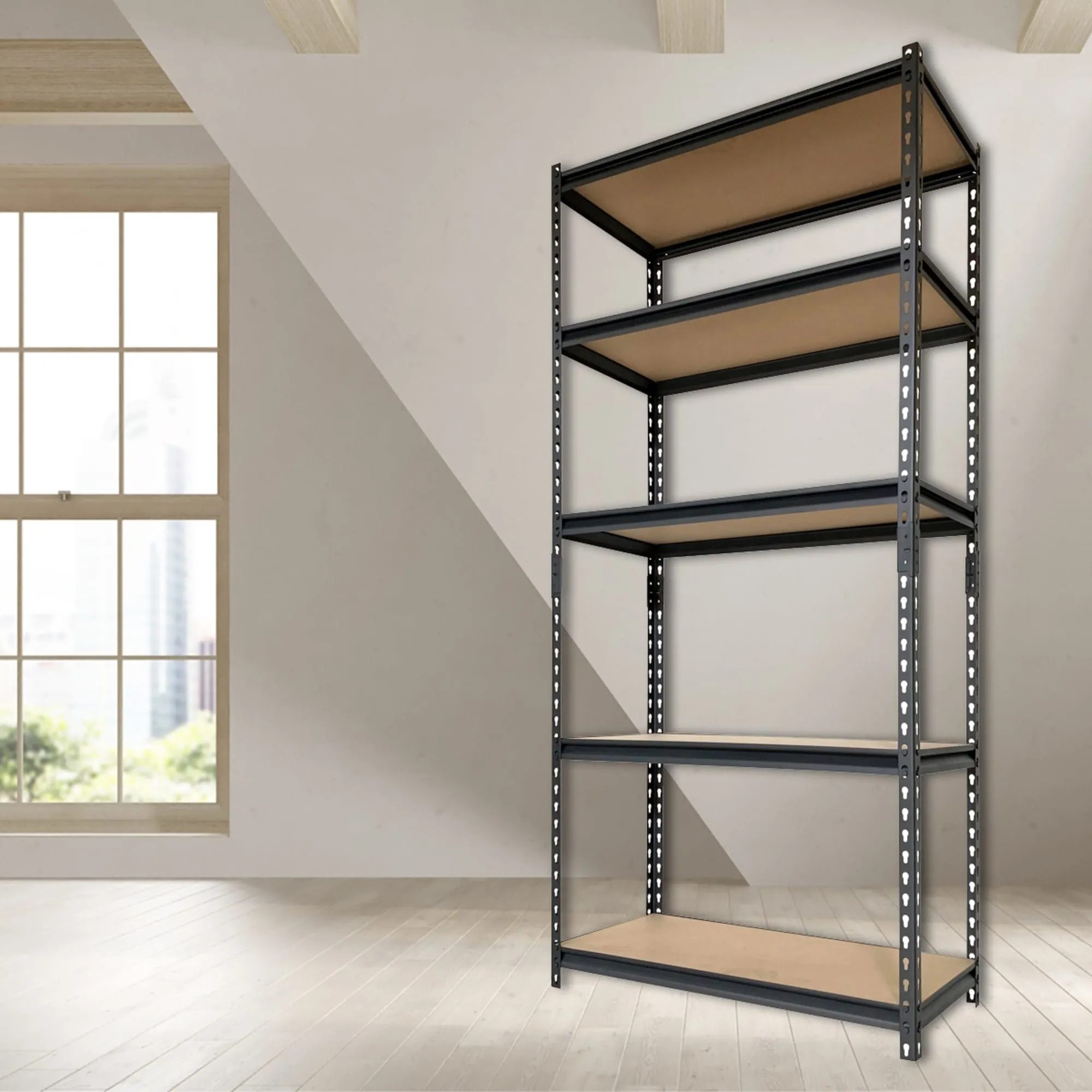 Quick Assembly 5 Tier Heavy Duty Shelf,  (35" x 72"), Black