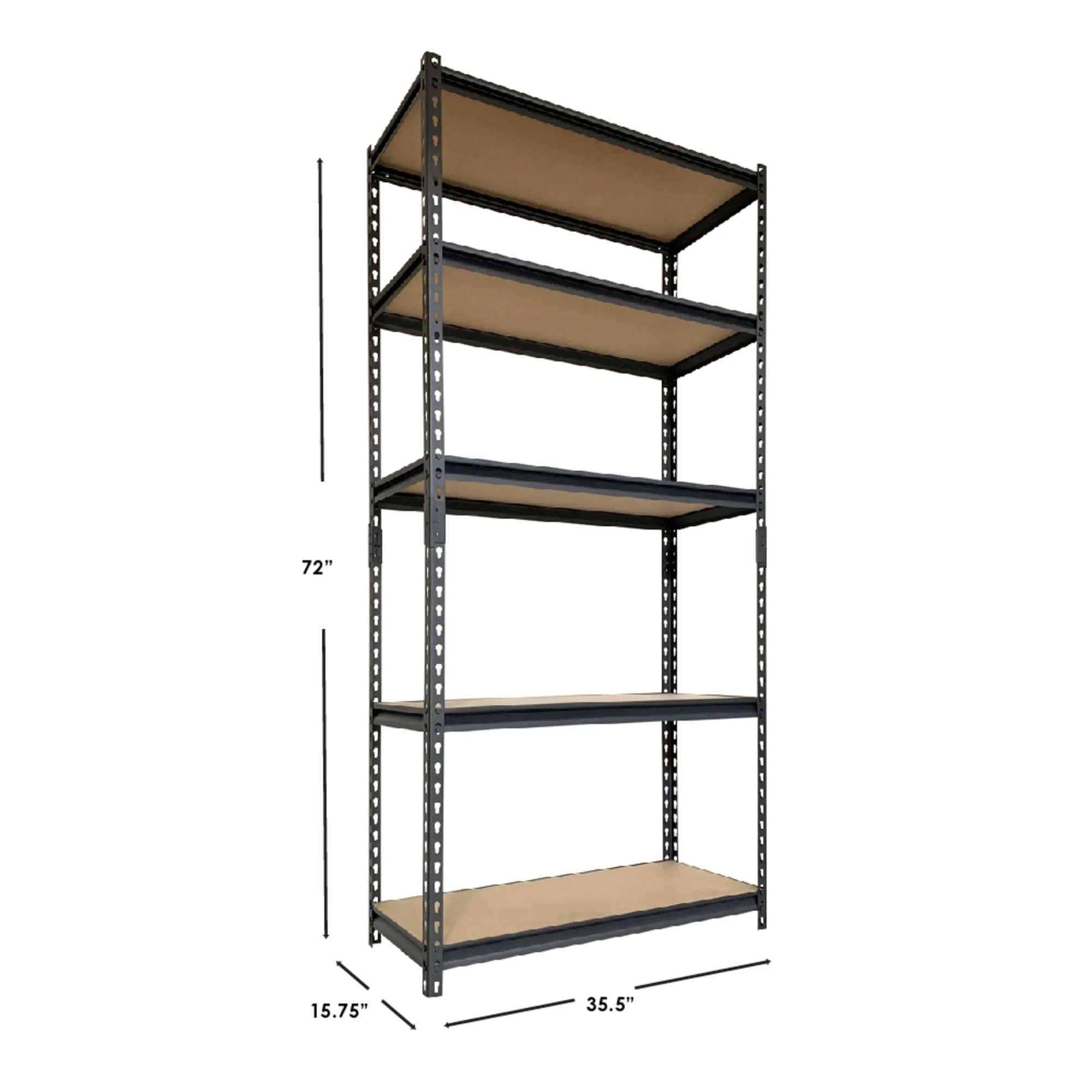 Quick Assembly 5 Tier Heavy Duty Shelf,  (35" x 72"), Black