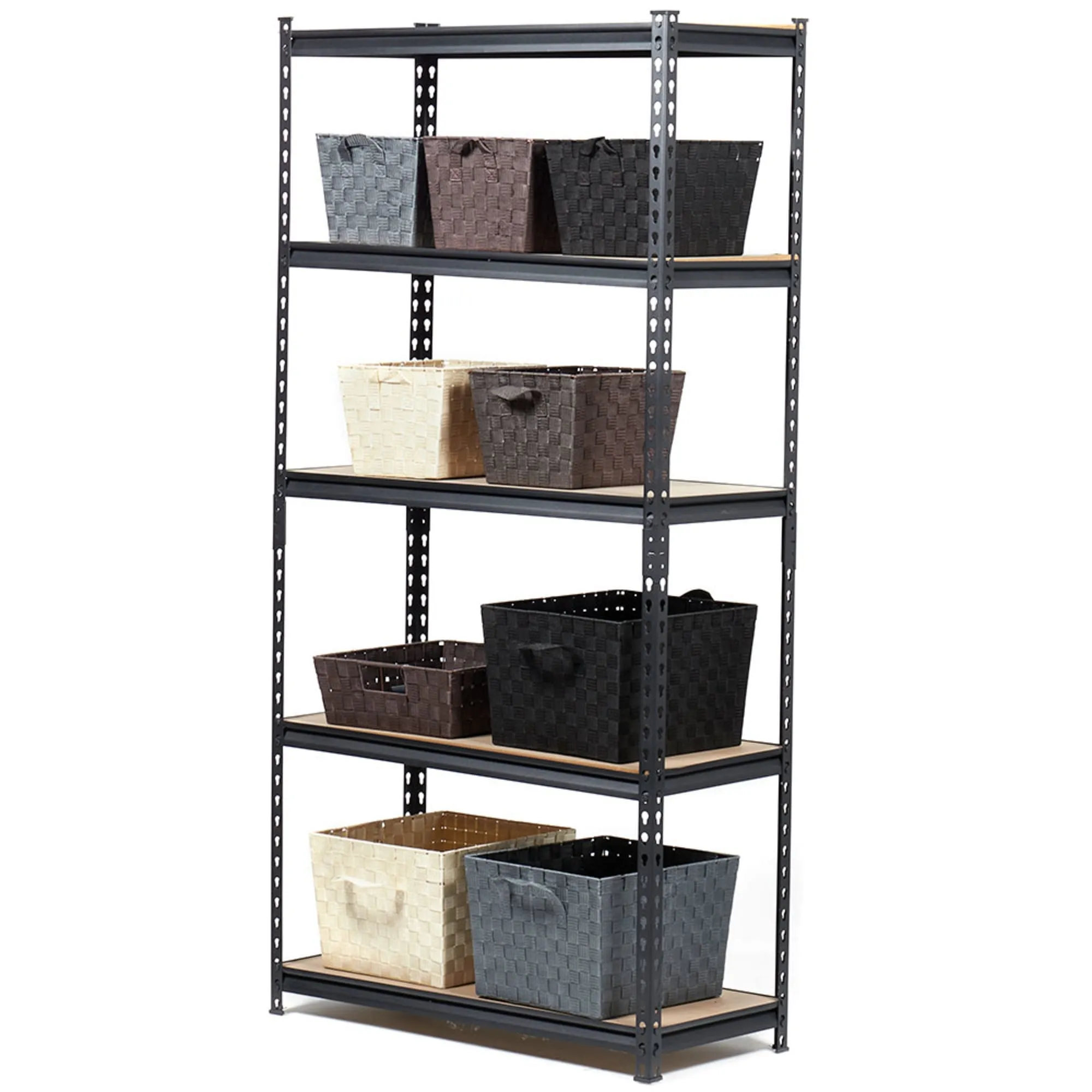 Quick Assembly 5 Tier Heavy Duty Shelf,  (35" x 72"), Black