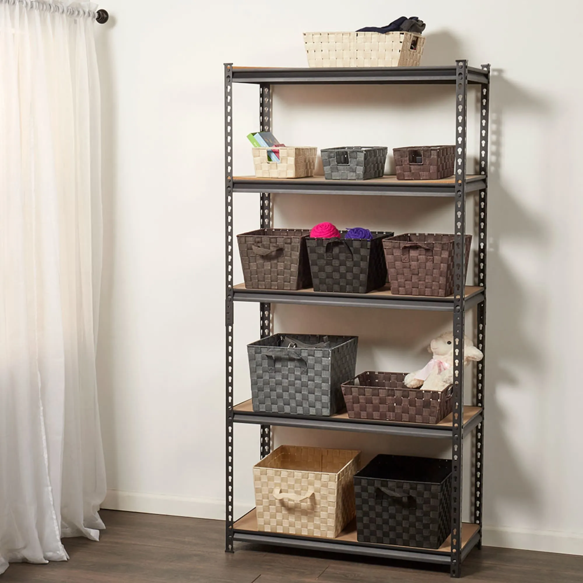 Quick Assembly 5 Tier Heavy Duty Shelf,  (35" x 72"), Black