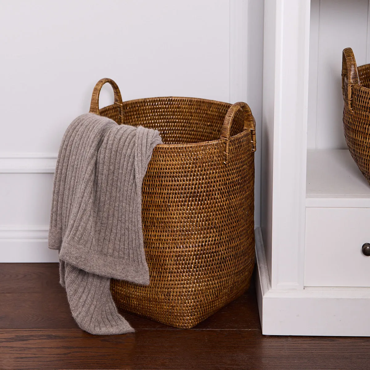 Rattan Carrier Basket Brown