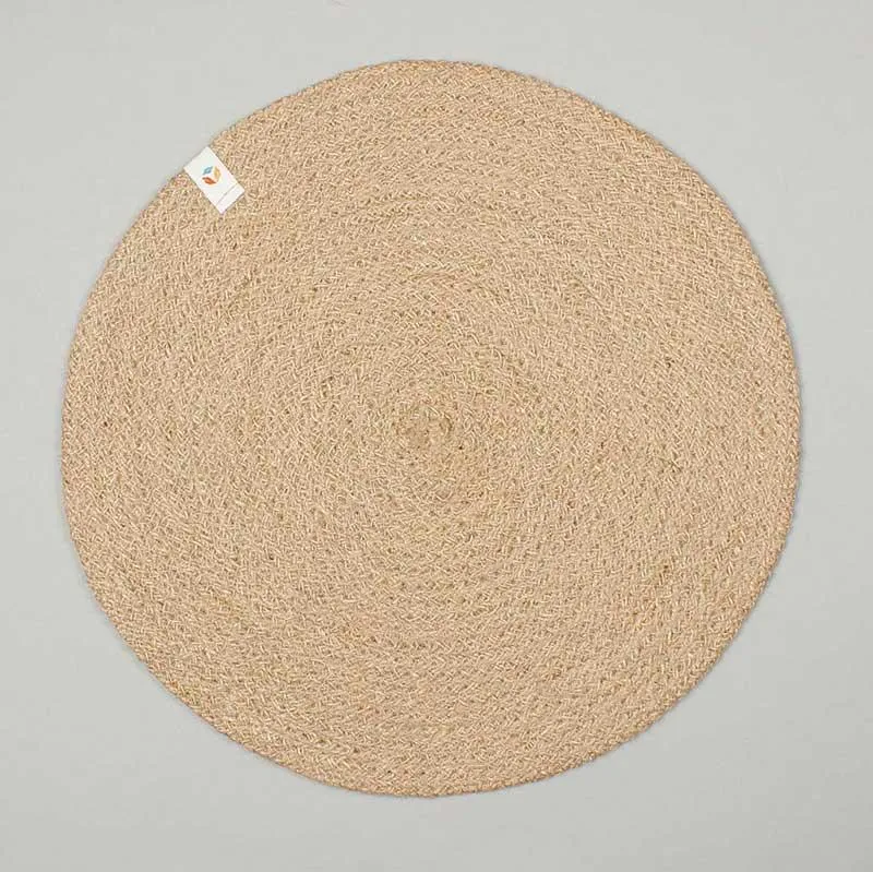 Round Spiral Jute Table Mat - Natural/White