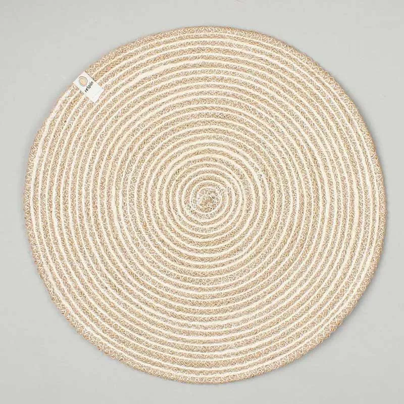 Round Spiral Jute Table Mat - Natural/White