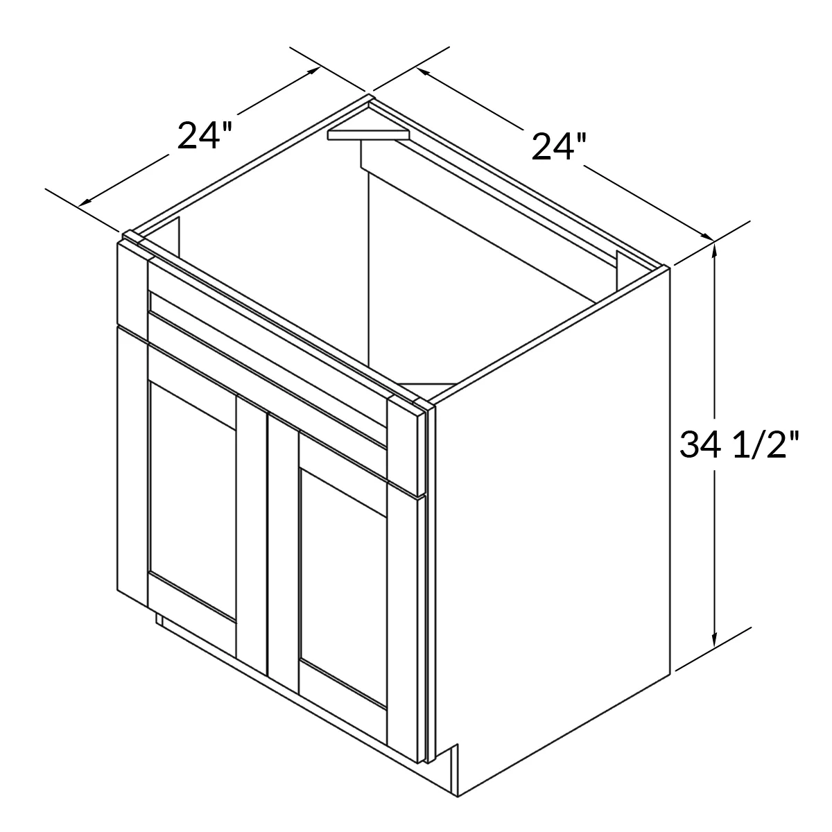 Sink Base Kitchen Cabinet SB24 Milan Pearl 24 in. width 34.5 in. height 24 in. depth